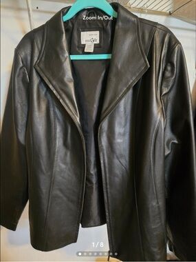 Vintage East 5th Women's Black Leather Blazer Jacket, Like New